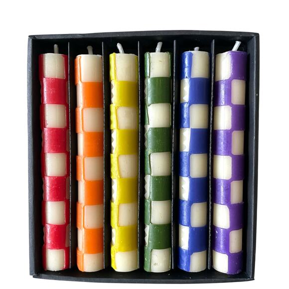 Mackenzie-Childs Mini Dinner Candles - Rainbow Set of 6 NEW - Picture 3 of 5